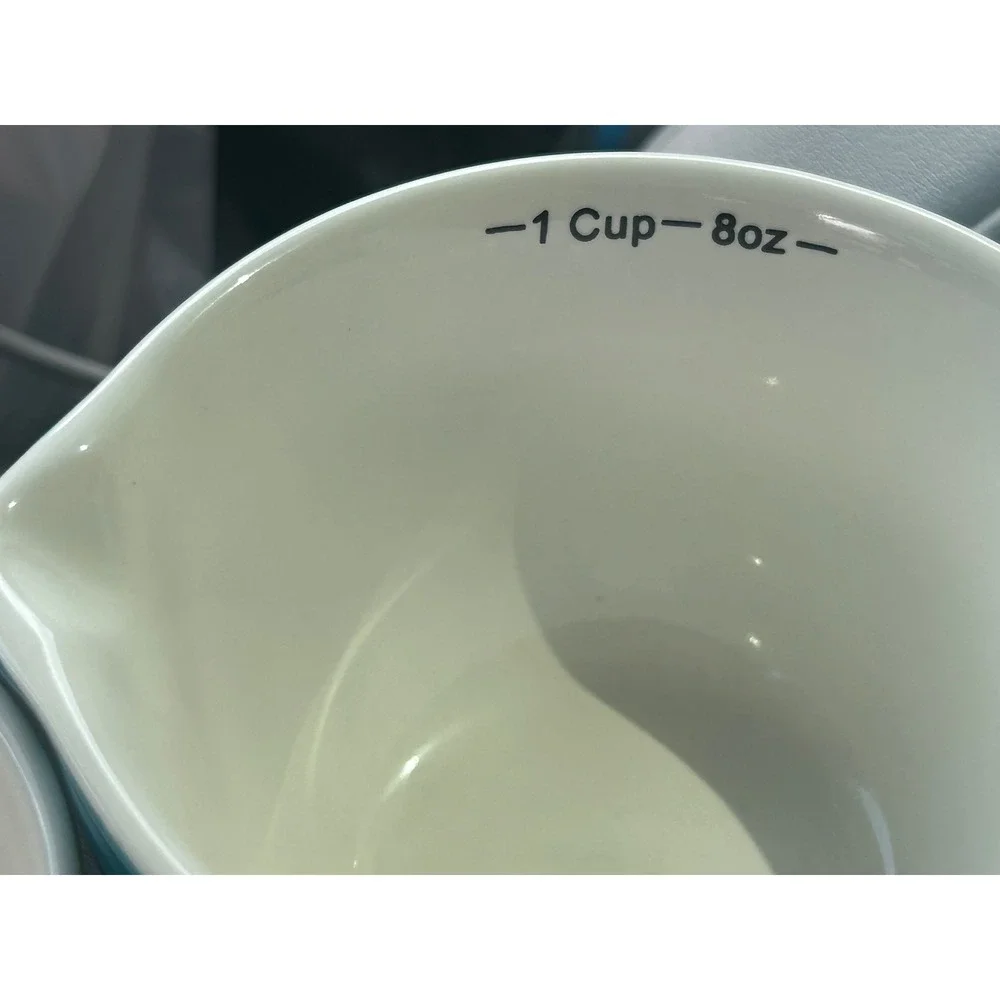 Creative Co-Op Stoneware Nesting Measuring Cup Set 4 Piece Multicolor Ribbed